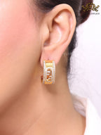 Double F cz on gold hoops