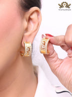 Double F cz on gold hoops