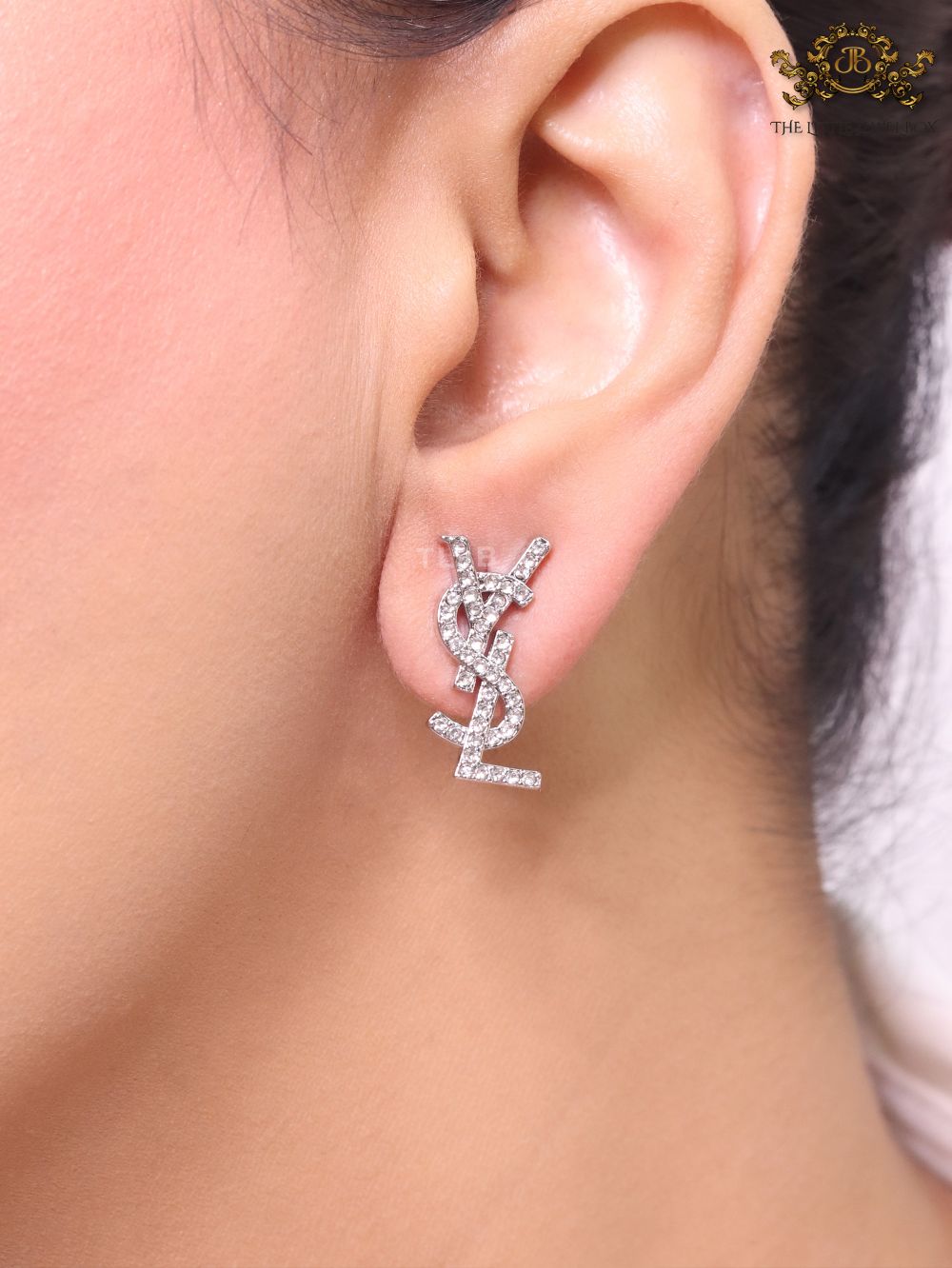 Alphabet Y platinum CZ earrings