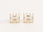 Alphabet H white studs in gold finish