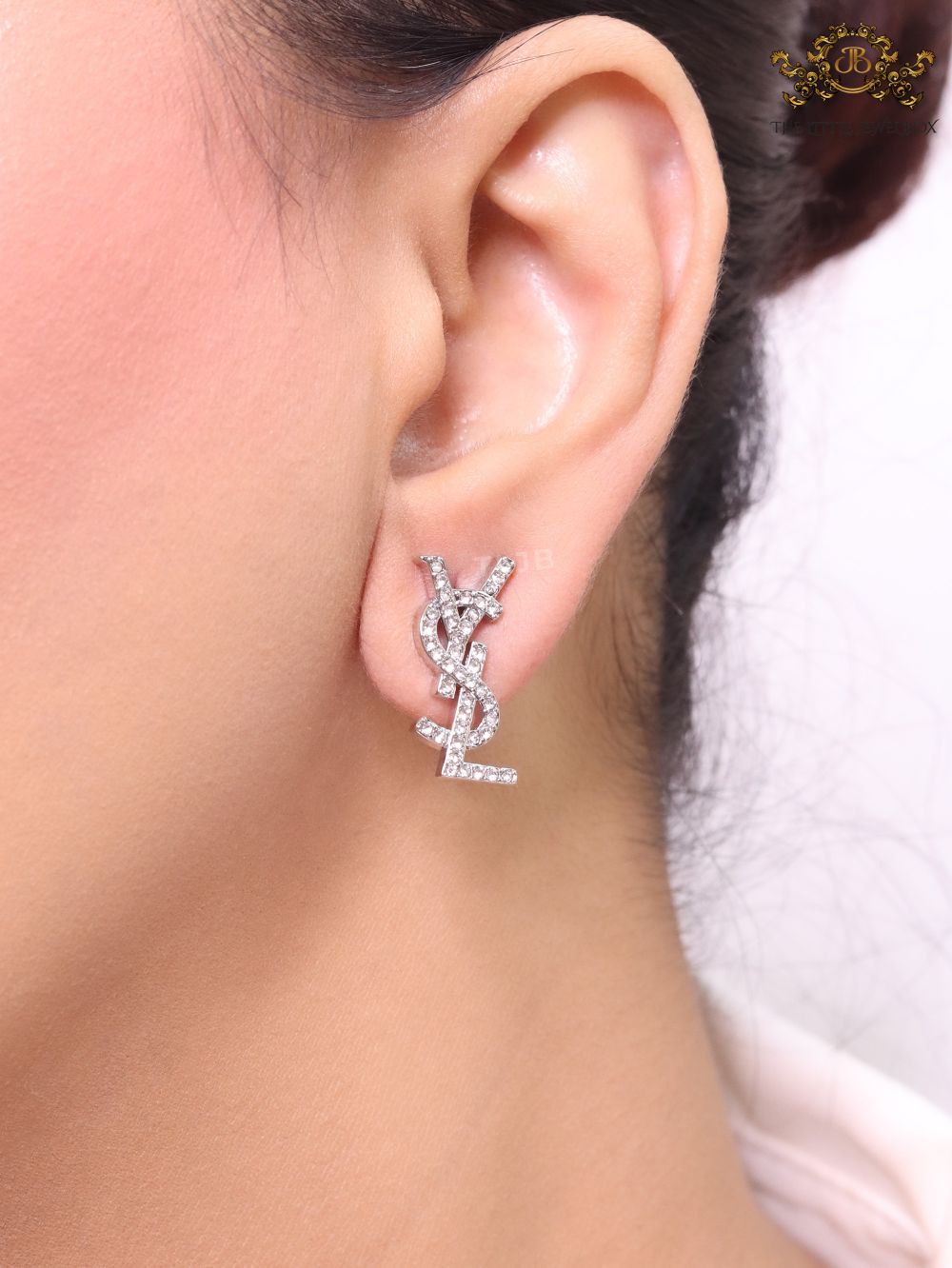 Alphabet Y platinum CZ earrings