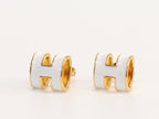 Alphabet H white studs in gold finish