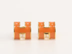 Alphabet H orange studs in gold finish