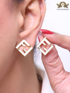 White Double F gold studs