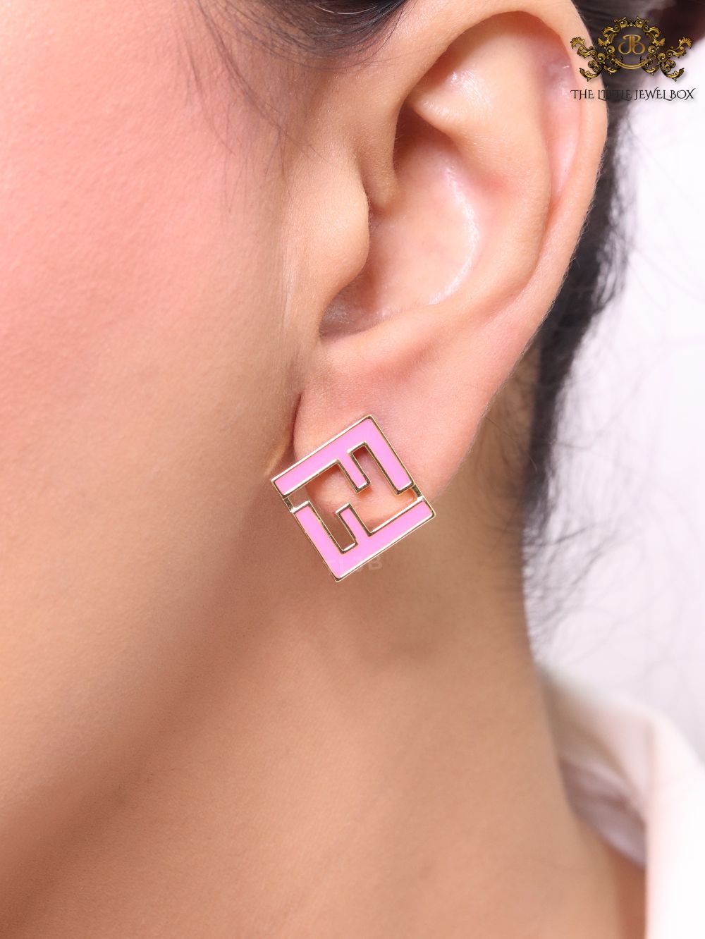 Pink Double F gold studs