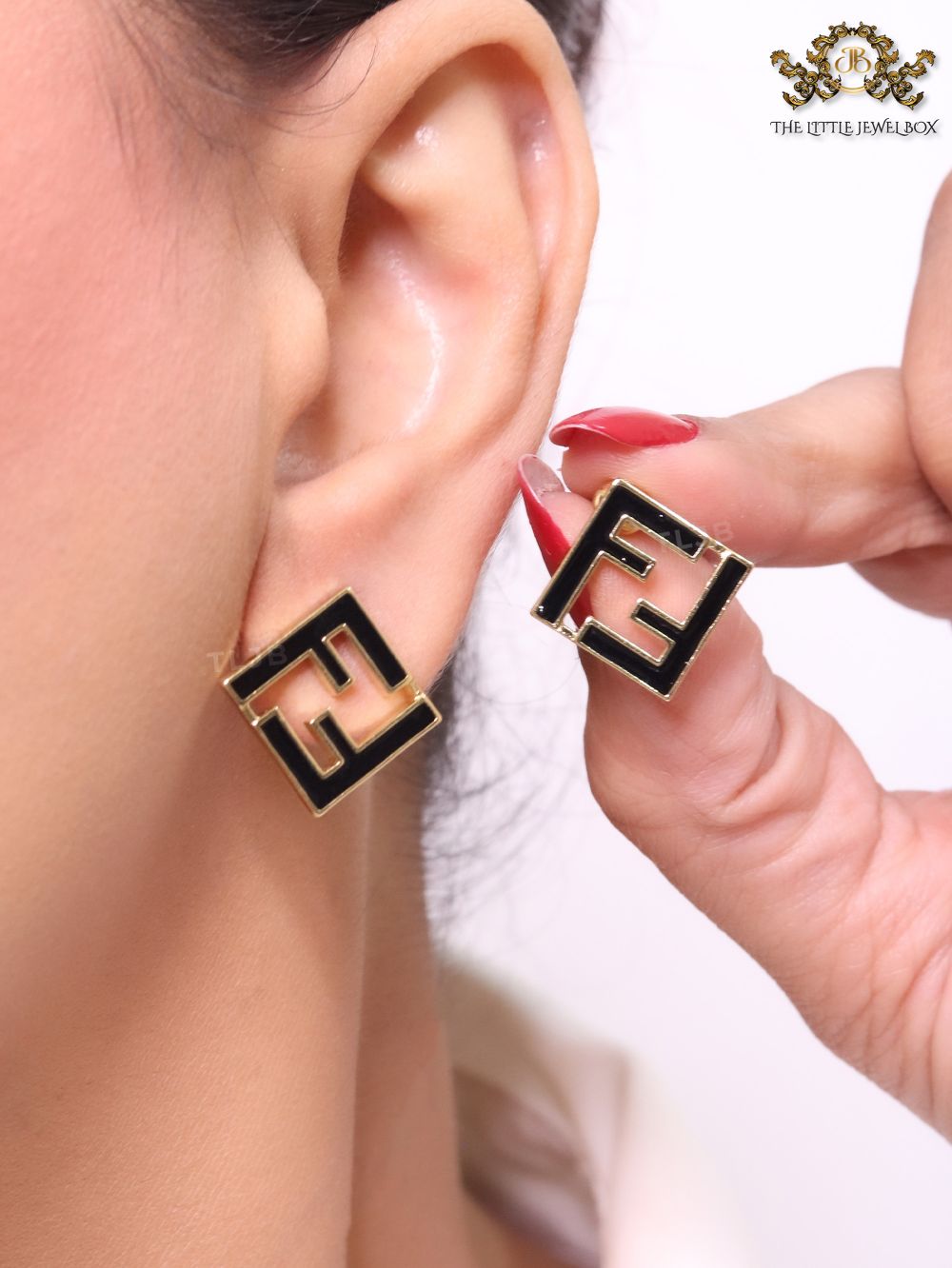 Black Double F gold studs