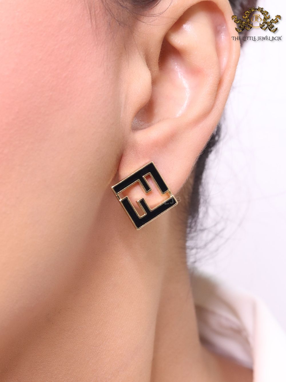 Black Double F gold studs