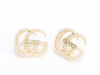Double G pearl earrings in gold finish