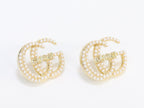 Double G pearl earrings in gold finish
