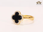 Black MOP ring with cz