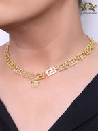 Medusa charm gold link chain