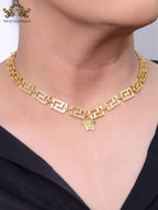 Medusa charm gold link chain