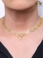 Medusa charm gold link chain
