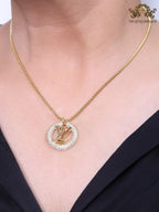 Alphabet L in CZ ring gold Chain