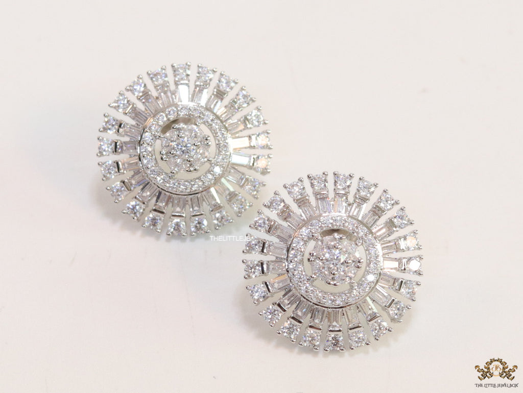 Platinum plated round cz studs