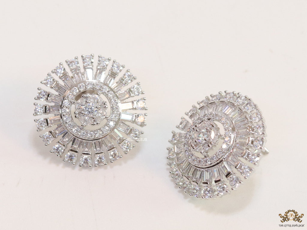 Platinum plated round cz studs