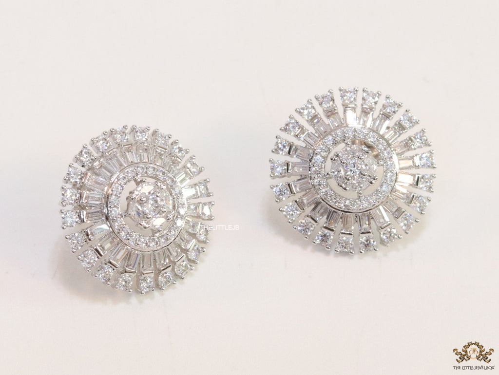 Platinum plated round cz studs
