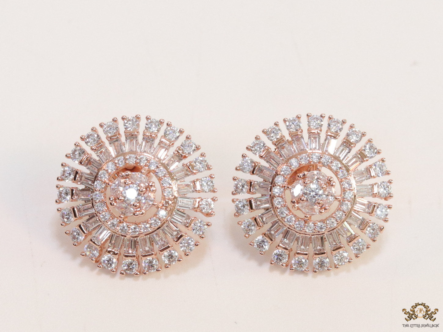 Rose gold plated round cz studs