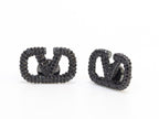 Alphabet V black rhinestones studs