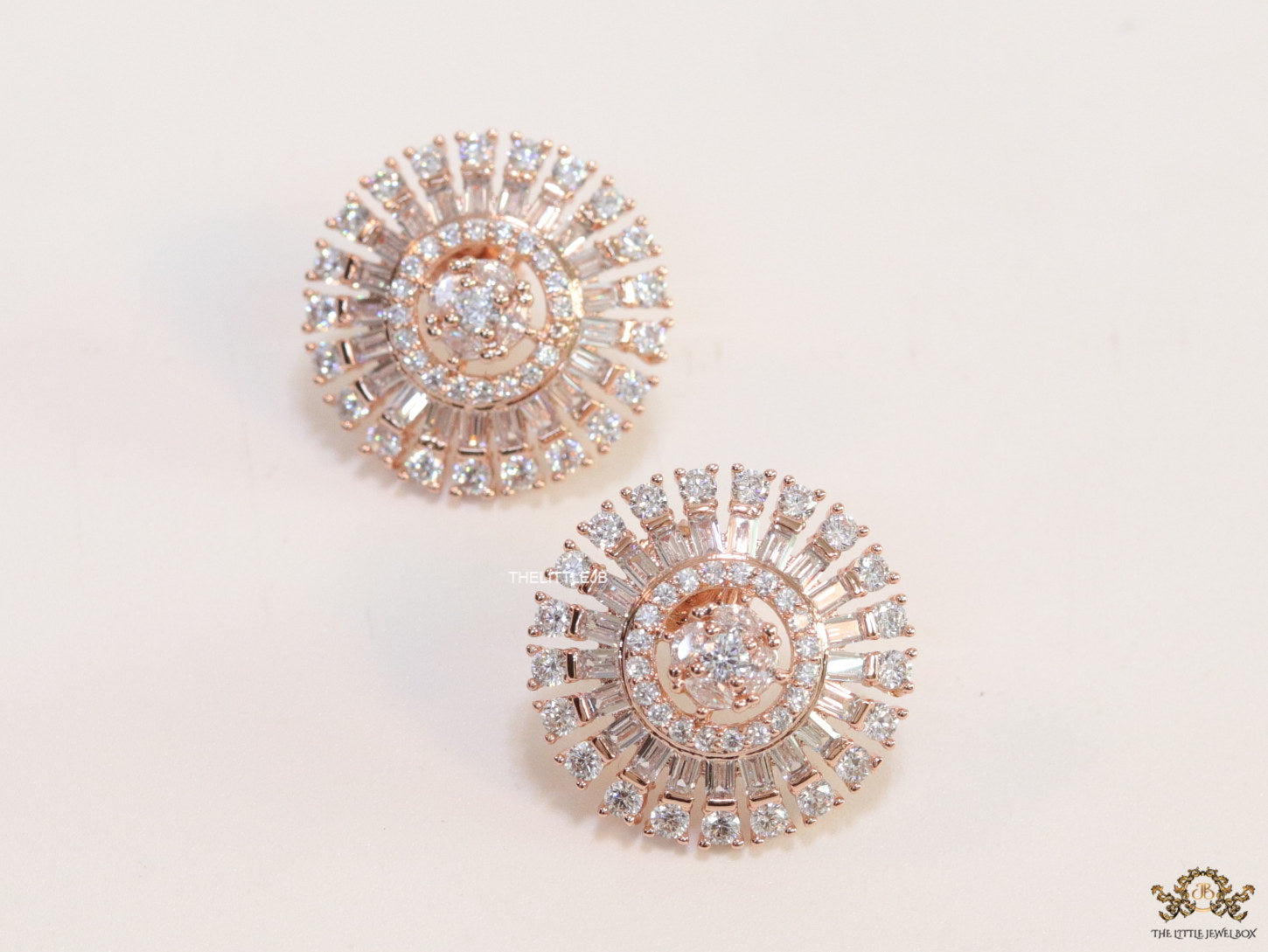 Rose gold plated round cz studs