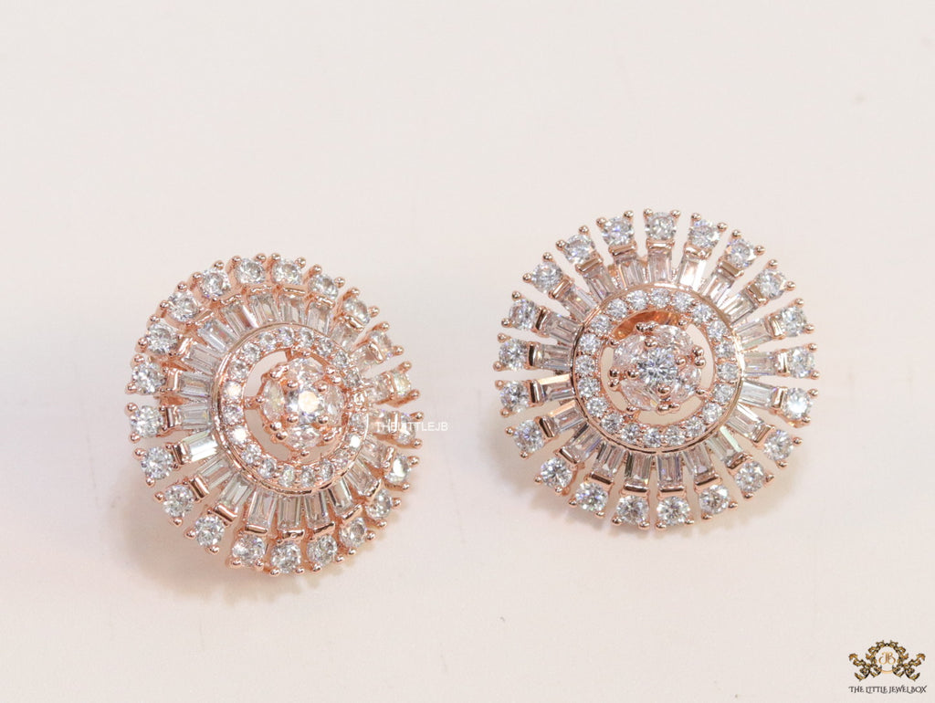 Rose gold plated round cz studs