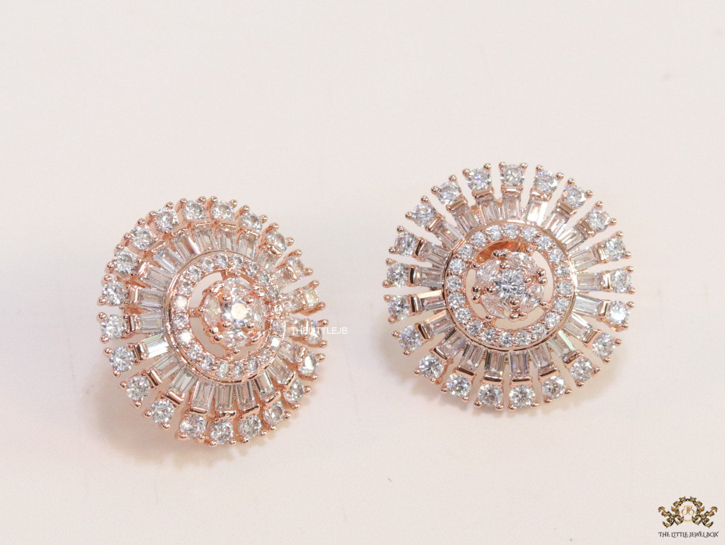 Rose gold plated round cz studs