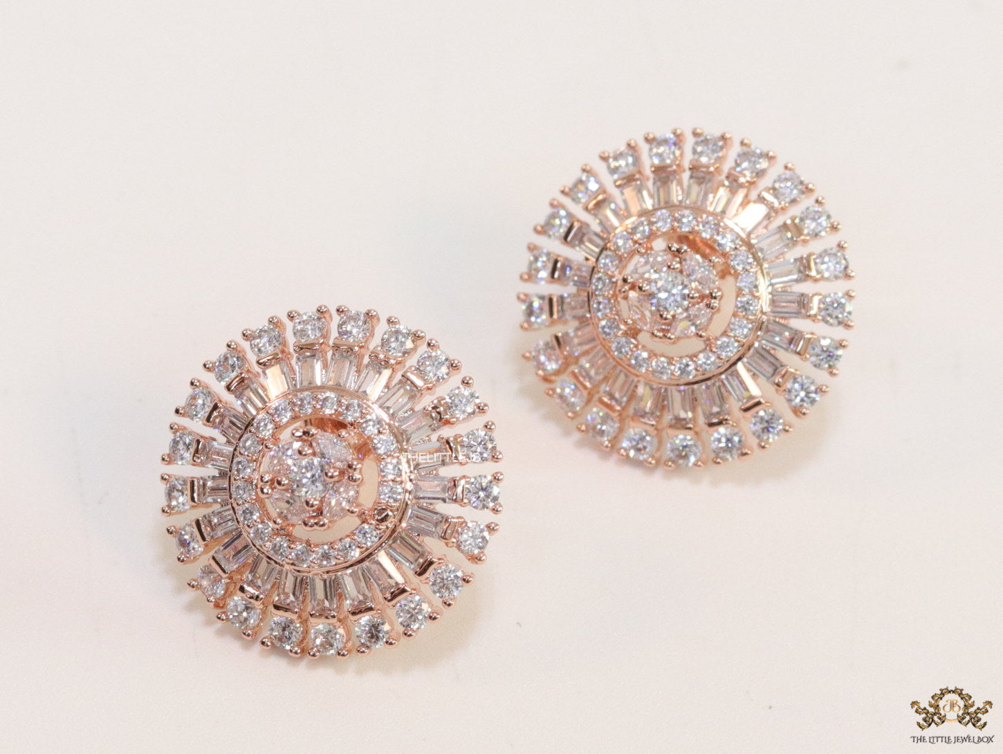 Rose gold plated round cz studs