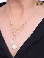 White enamel and Cz charms chain