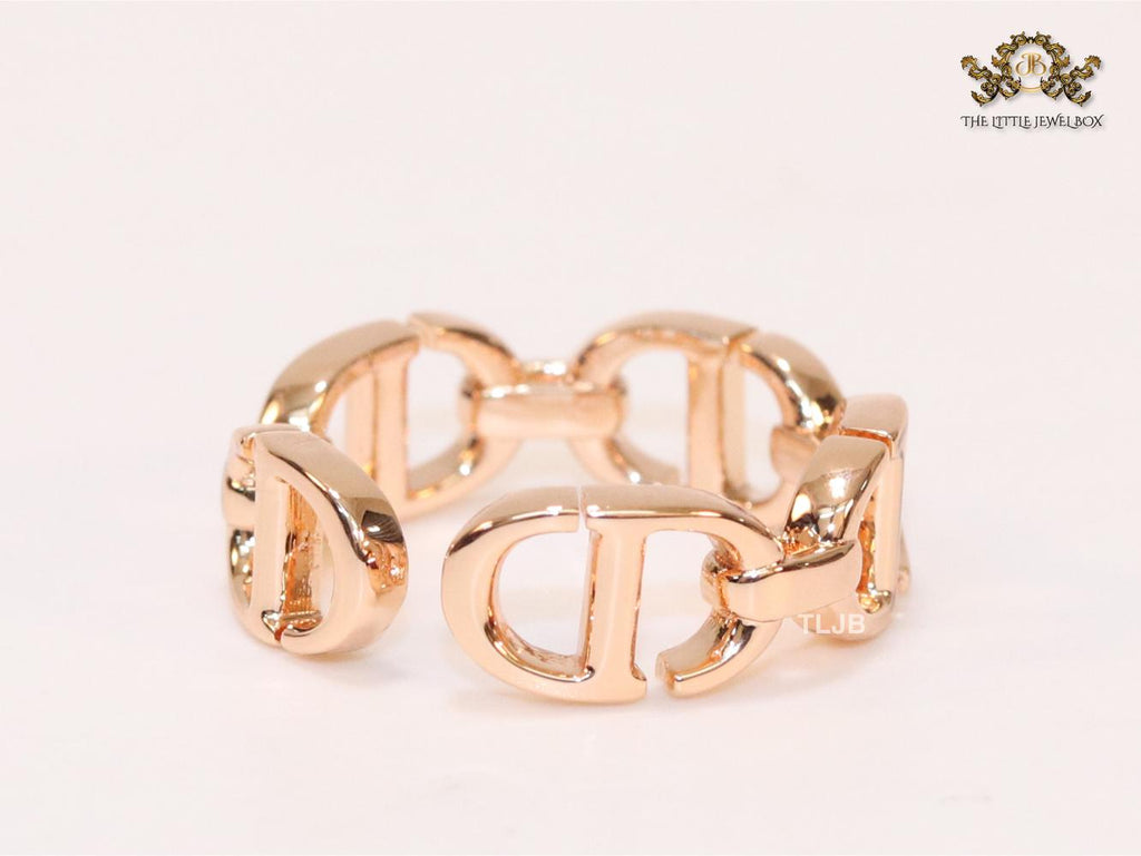 Alphabet CD rose gold plated ring