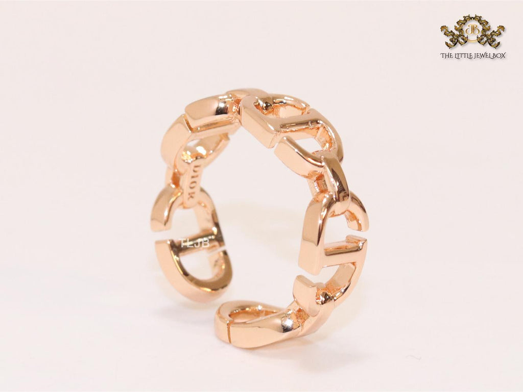 Alphabet CD rose gold plated ring