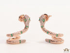 Rose gold plated ear cuff pattern snake earrings with green cz