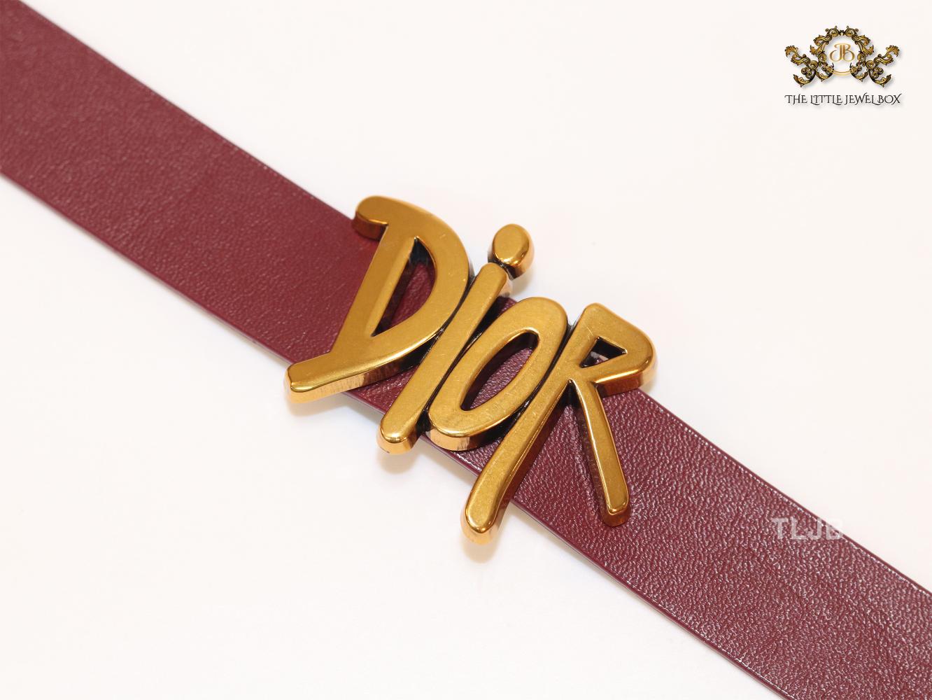 Alphabet D and cherry red belted bracelet