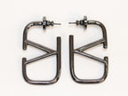 Alphabet V black metallic hoops