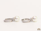 Platinum plated cz hoops with pearl drop