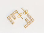 Alphabet F cz earrings in gold finish