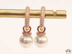 Rose gold plated cz hoops with pearl drop