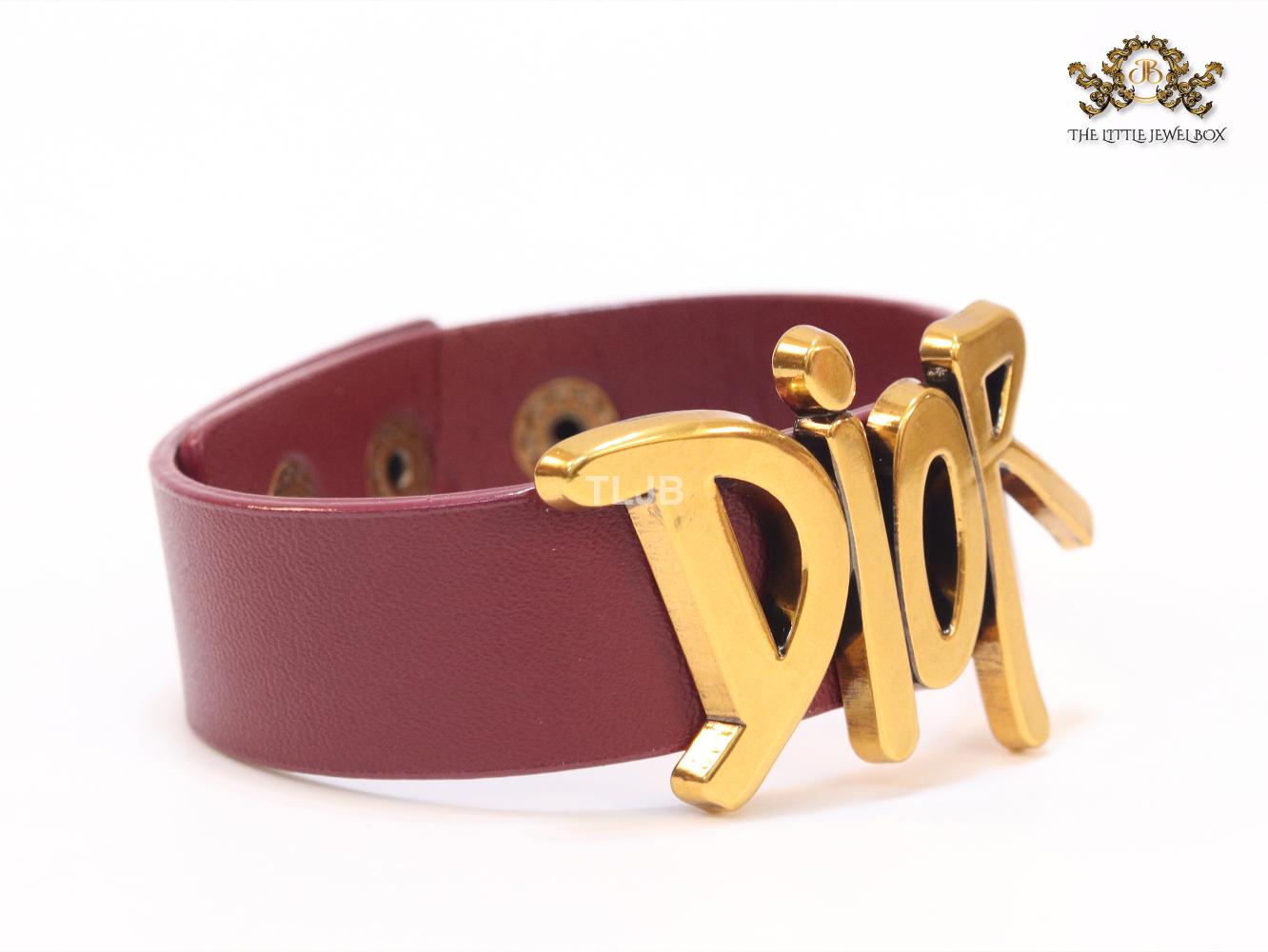 Alphabet D and cherry red belted bracelet