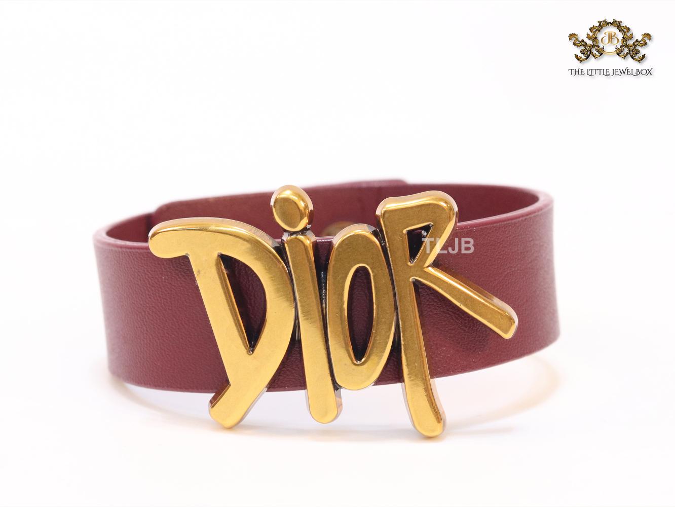 Alphabet D and cherry red belted bracelet