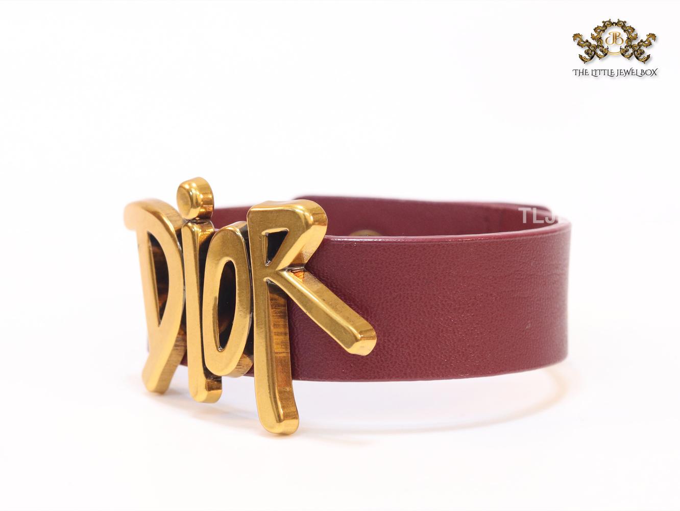 Alphabet D and cherry red belted bracelet