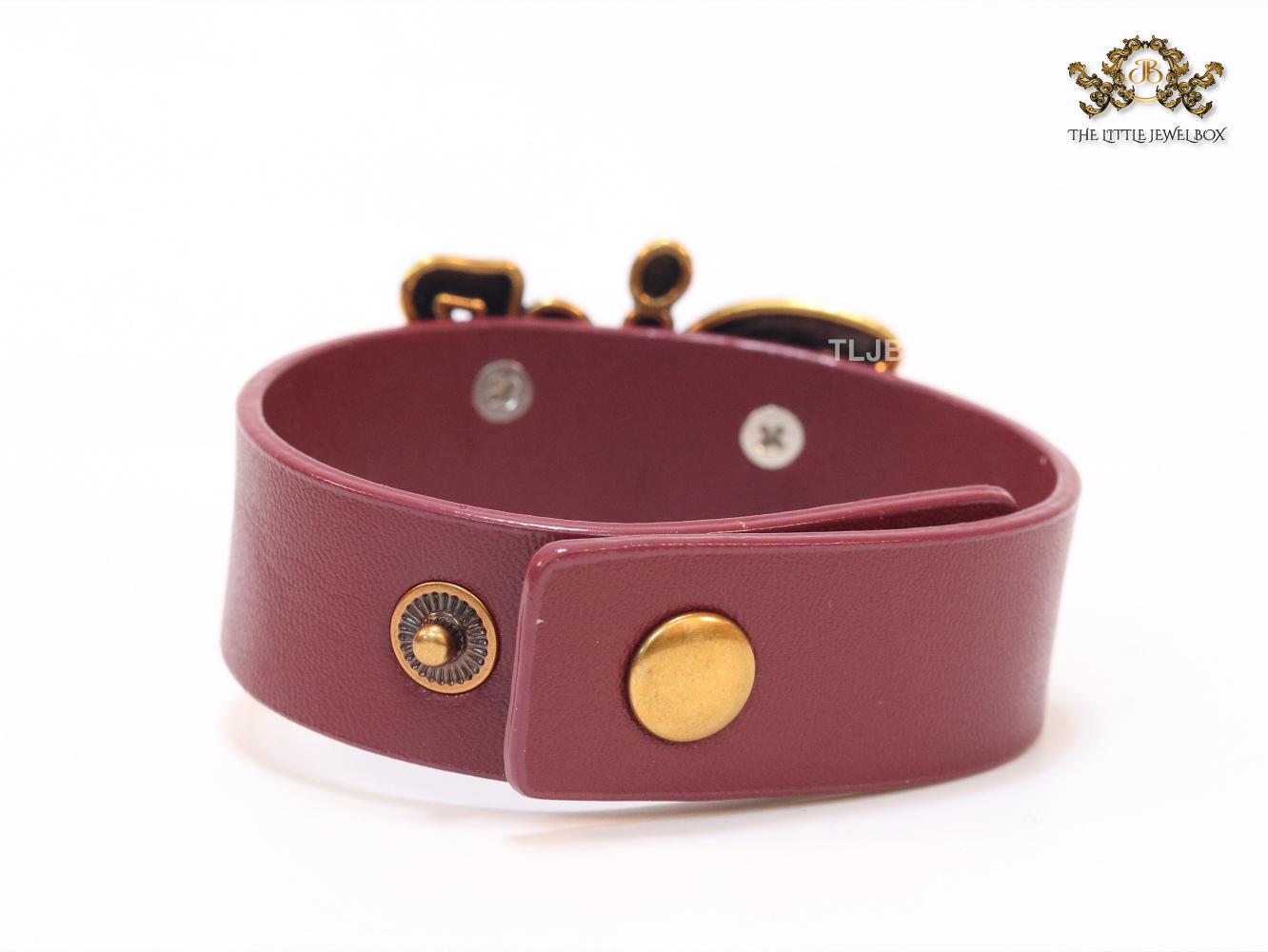 Alphabet D and cherry red belted bracelet