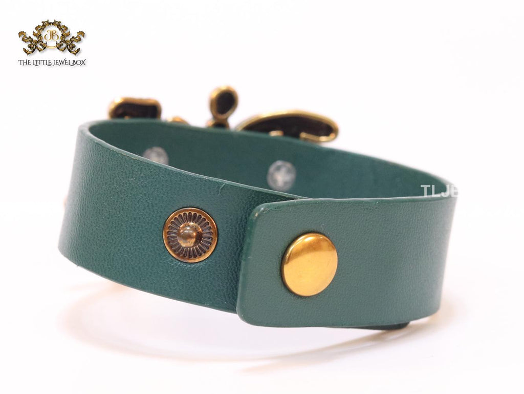 Alphabet D and green belted bracelet