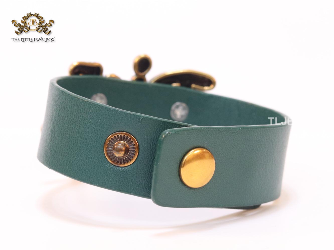 Alphabet D and green belted bracelet