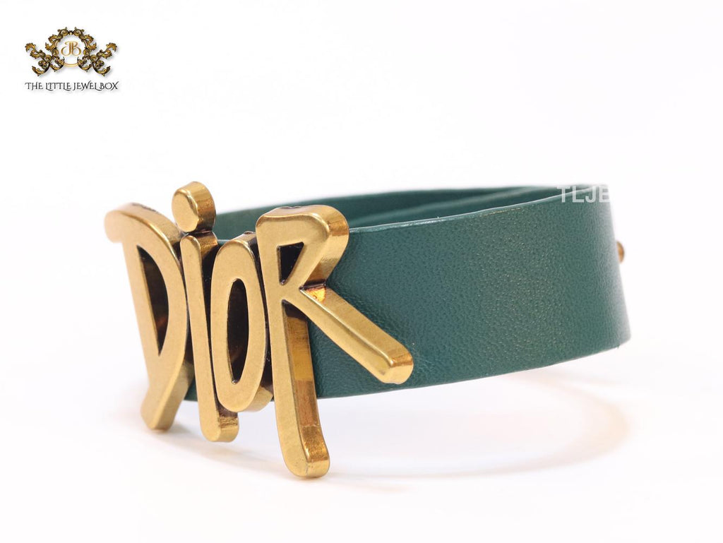 Alphabet D and green belted bracelet