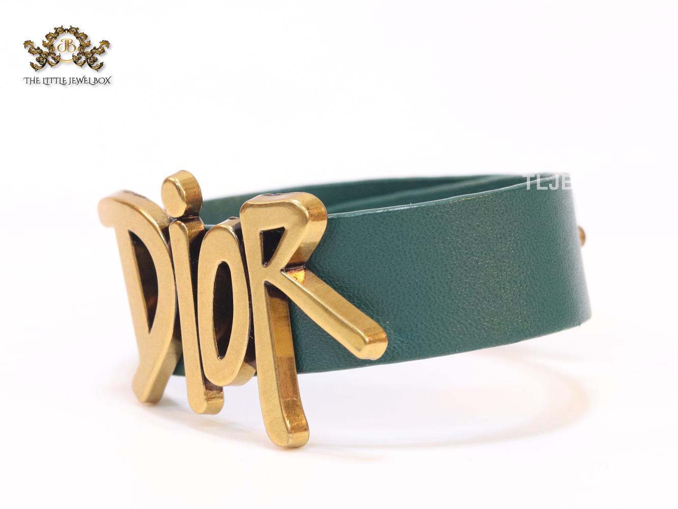 Alphabet D and green belted bracelet