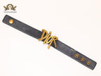 Alphabet D and black belted bracelet