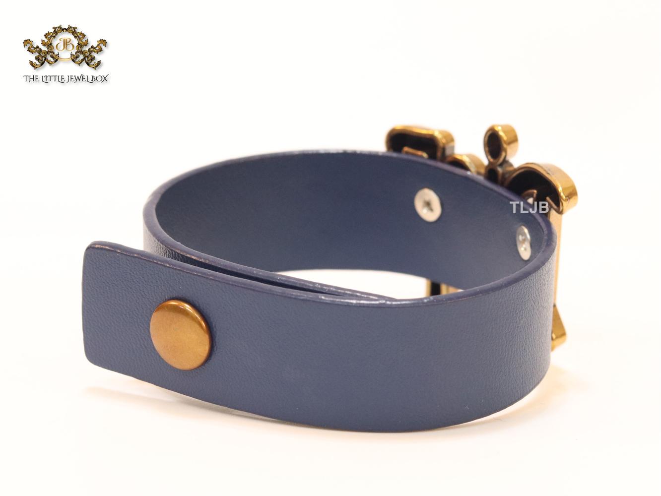 Alphabet D and blue belted bracelet