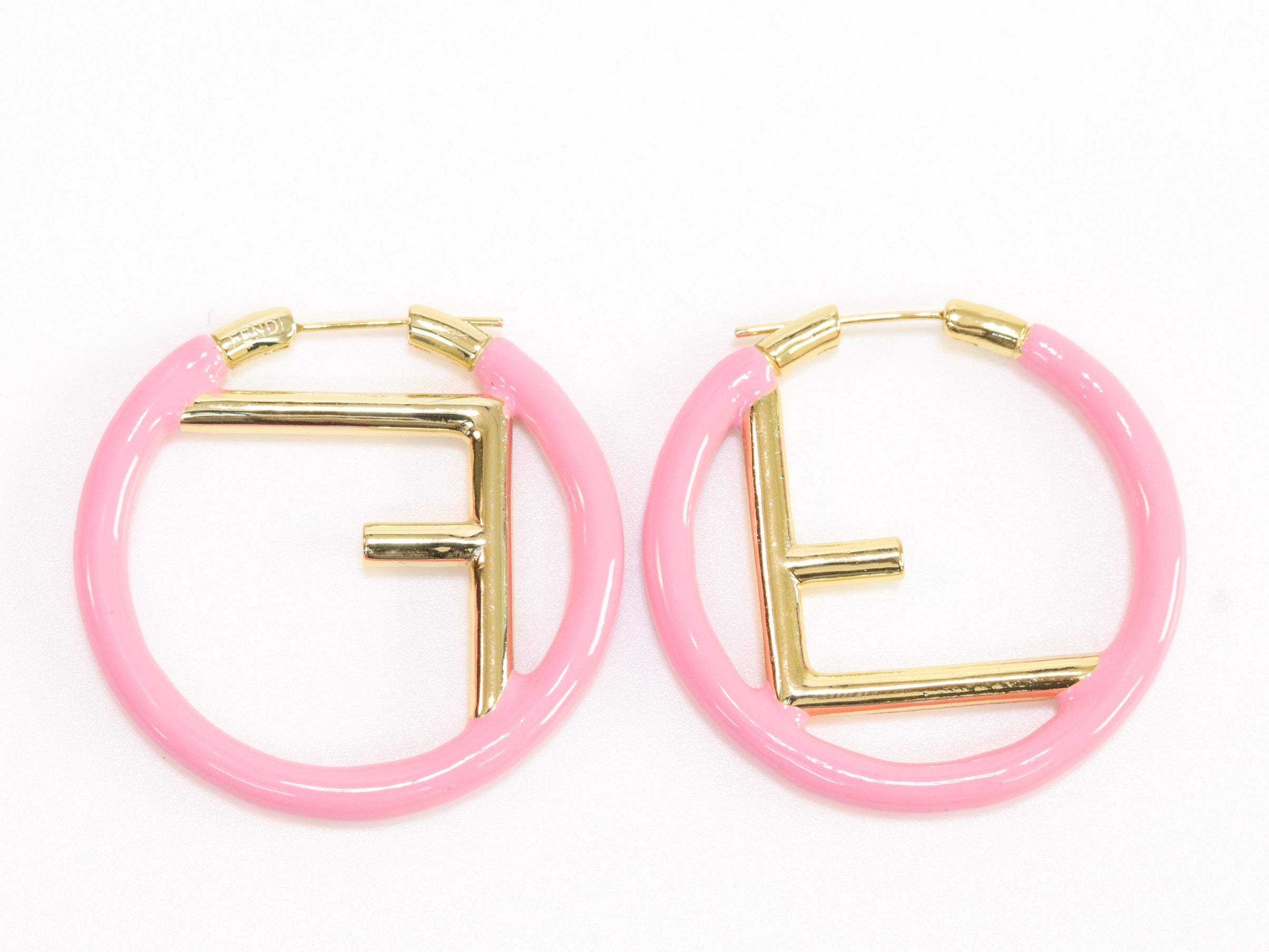 Baby Pink Alphabet F Hoops