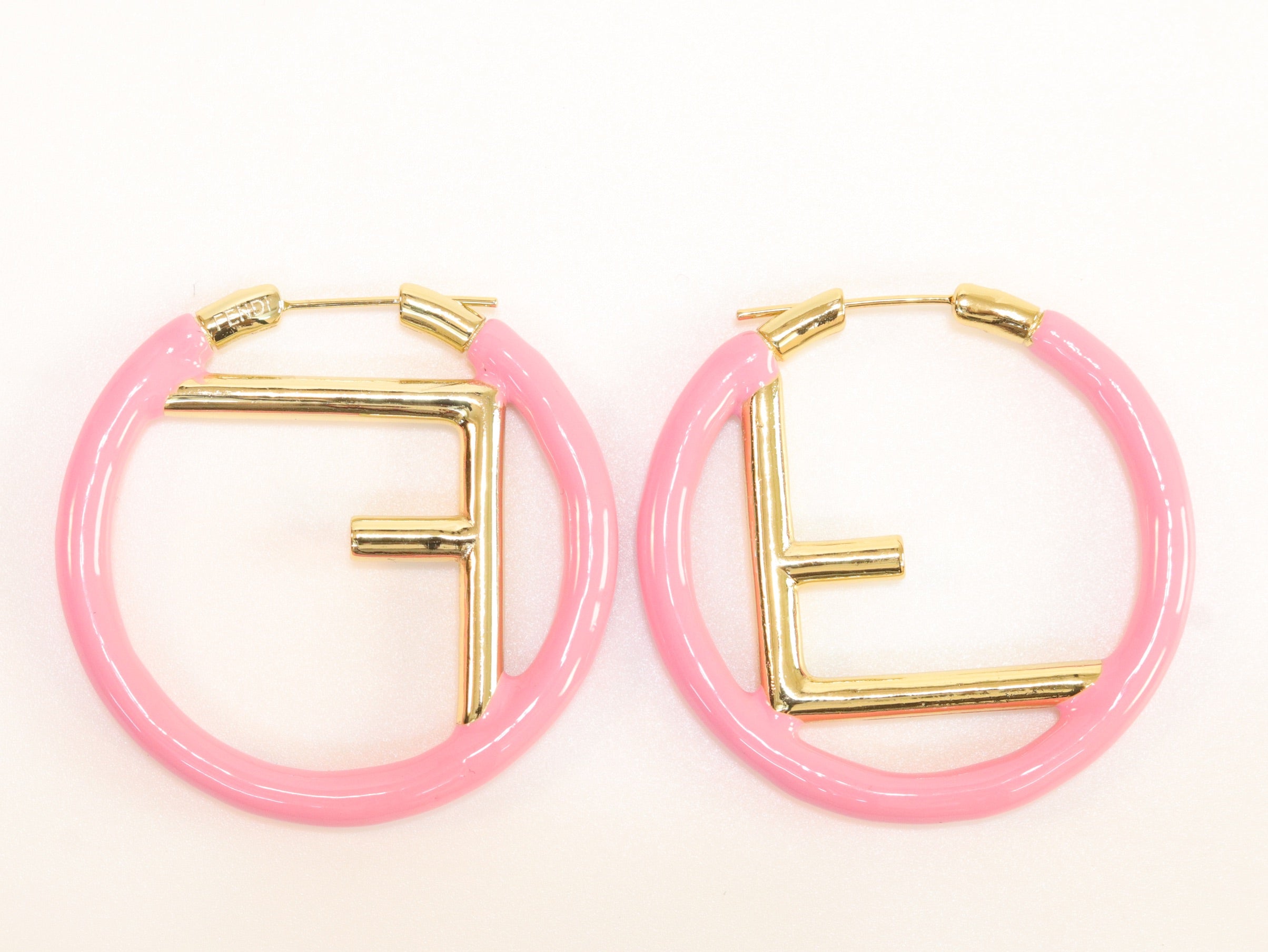 Baby Pink Alphabet F Hoops