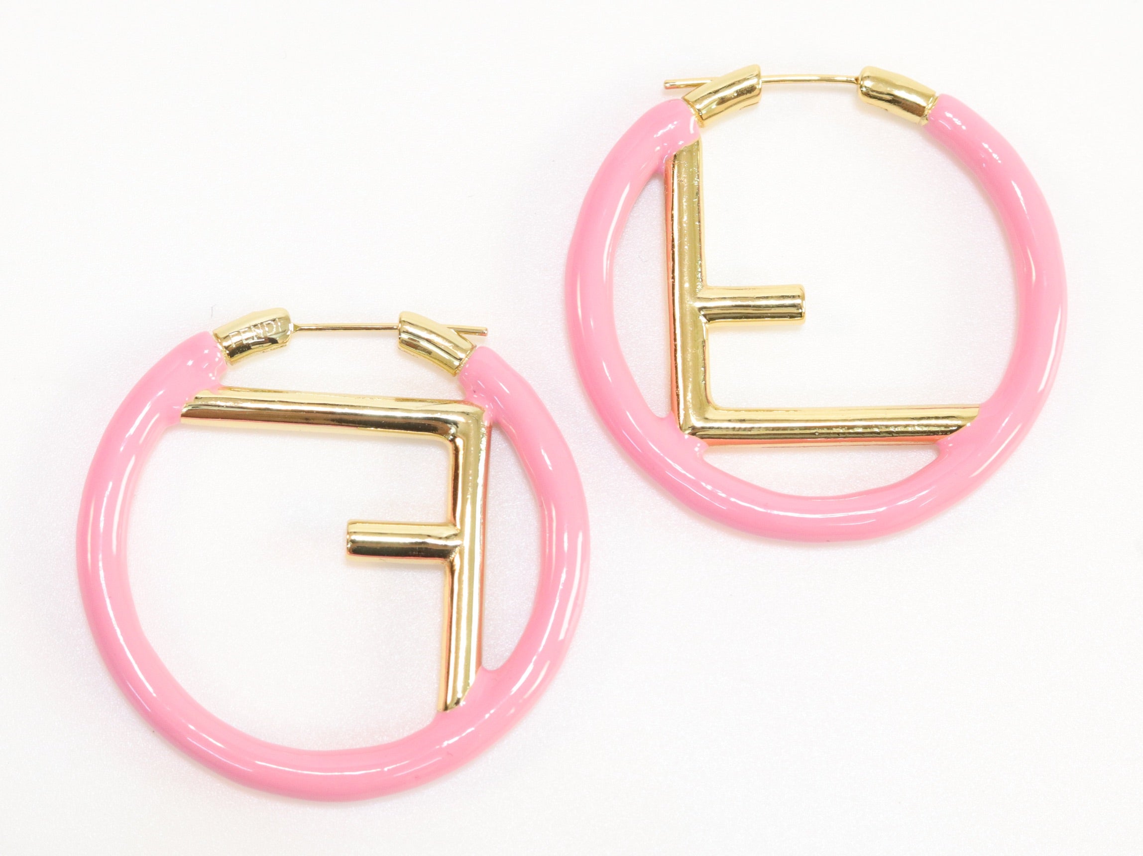 Baby Pink Alphabet F Hoops