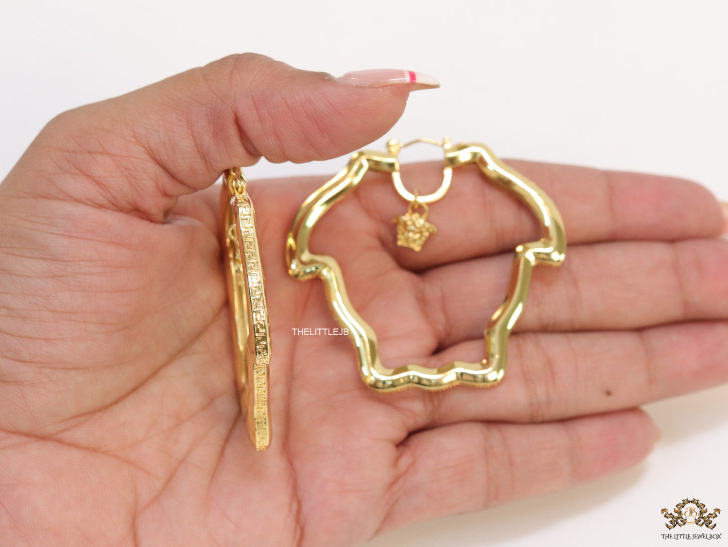 Golden Medusa frame hoops with Medusa drop